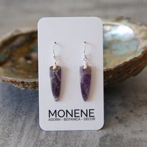 Amethyst Agate and Sterling Silver Earrings